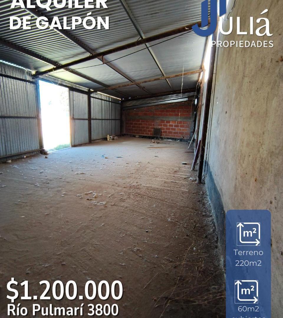 ALQUILER Galpón y terreno Río Pulmarí al 3800