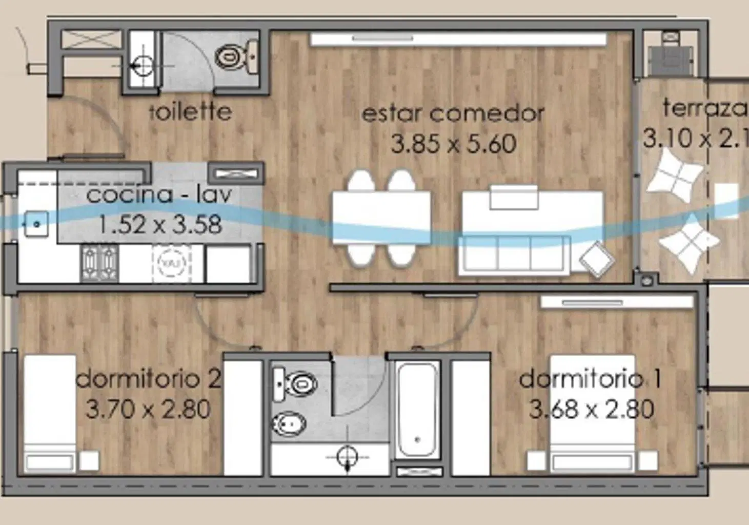 Venta Depto monoamb A ESTRENAR anticipo 50%+cuotas 4