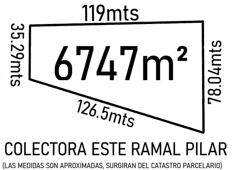 Fraccion de 6747 m² sobre colectora este ramal pilar en venta 1