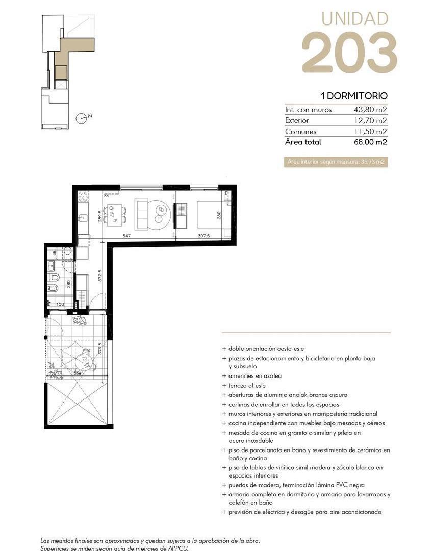 Venta Apartamento 1 Dormitorio en Cordon Sur