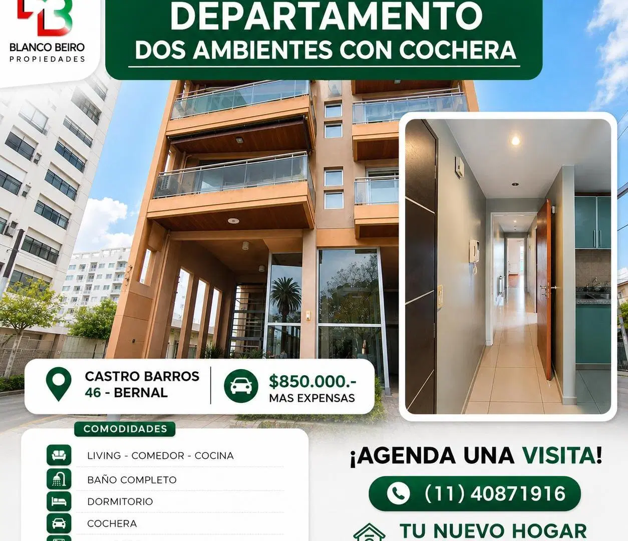 DEPARTAMENTO DOS AMBIENTES CON COCHERA - BERNAL CENTRO 8