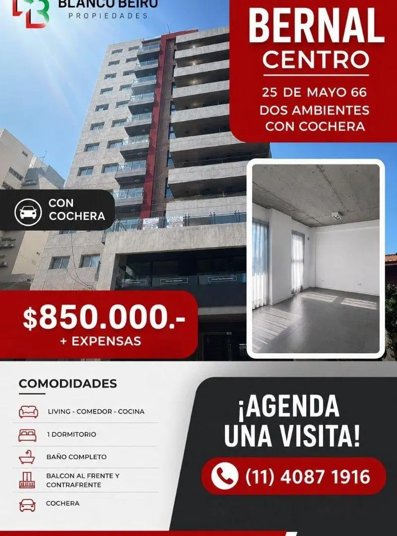 Alquiler - Departamento Dos Ambientes - Bernal Centro | 25 De Mayo 66 2