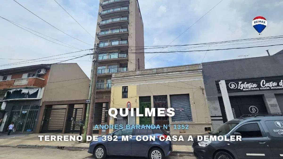 VENTA TERRENO DE 392 M² CON CASA A DEMOLER QUILMES 2