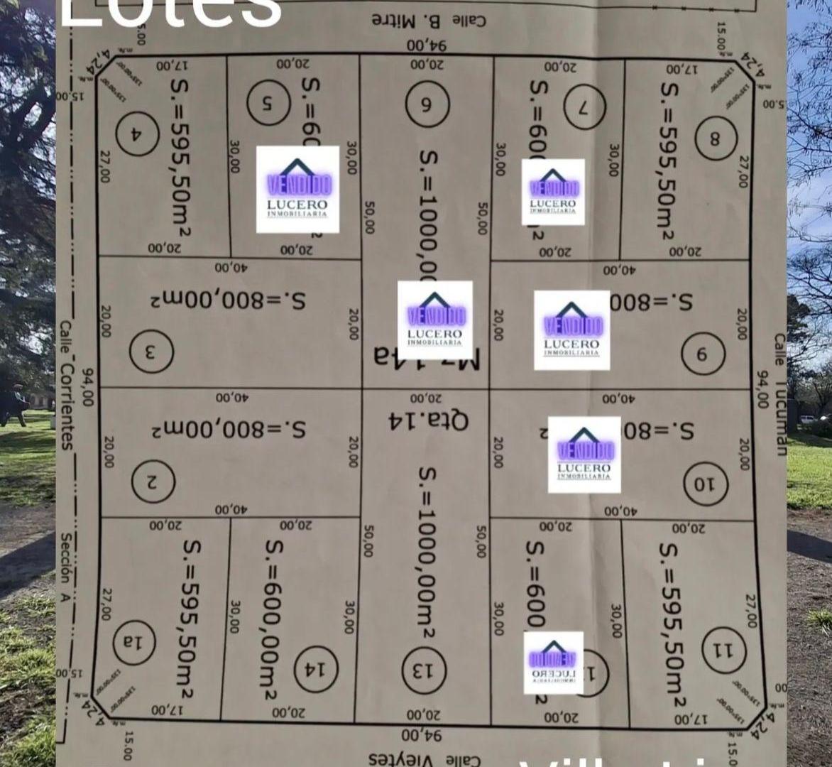 Terrenos desde 600 m2 en venta en Villa Lía