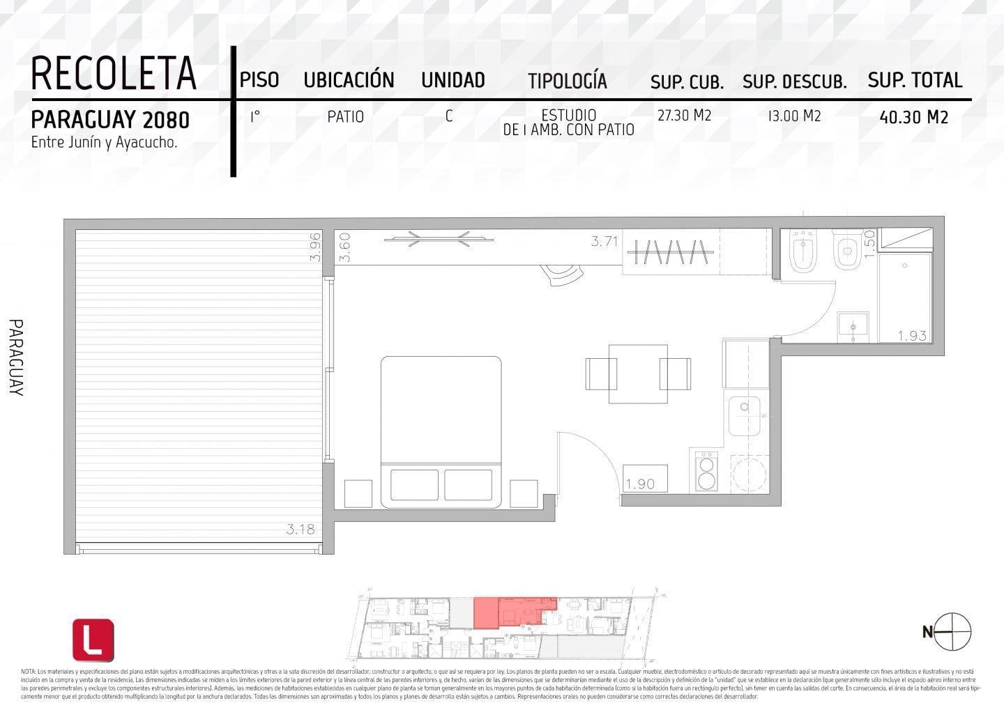 Departamento 1 1/2 ambientes. | PARAGUAY al 2000