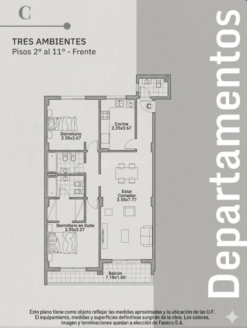 Foto de Venta de Depto. 3 Amb. ESTRENAR en suite, cocina separada, baño, imagen 2