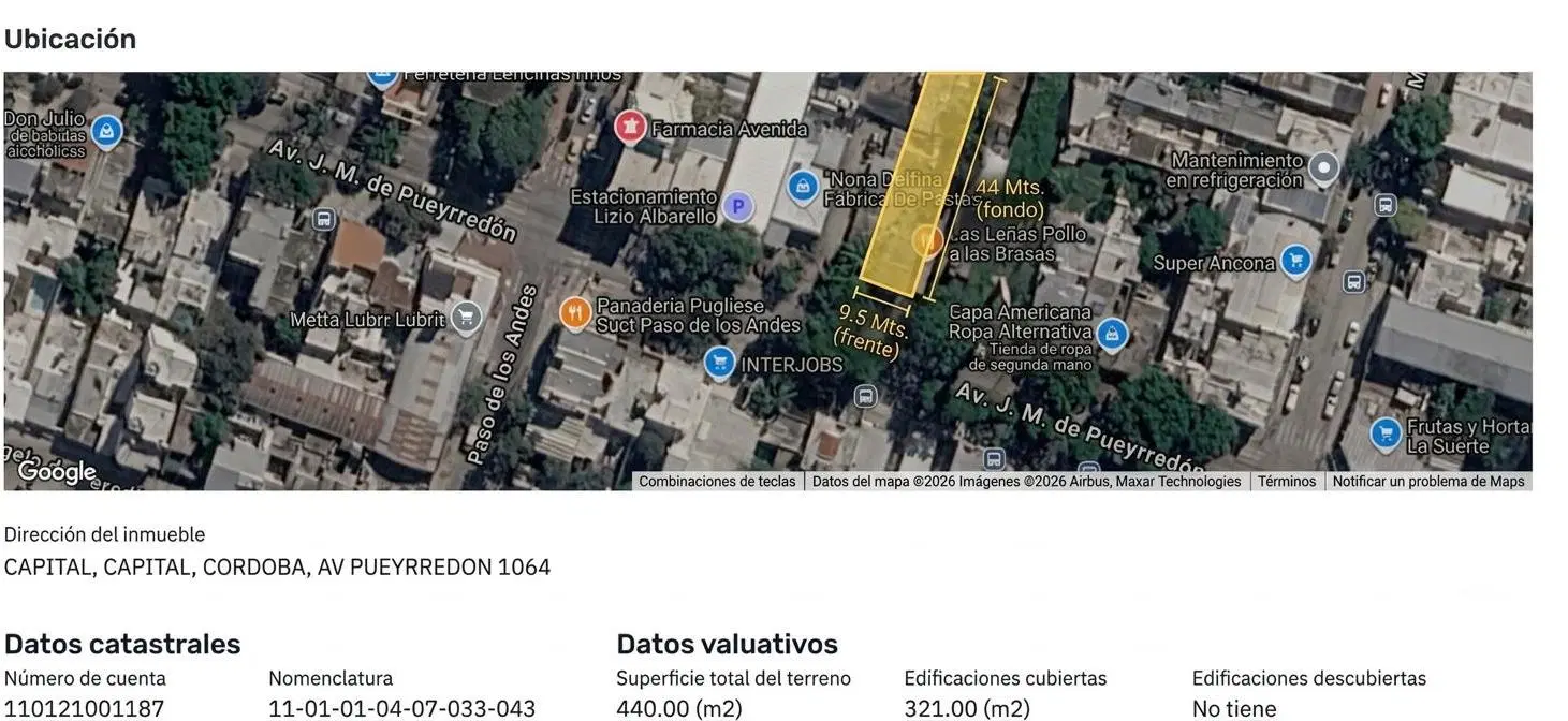 LOTE EN VENTA - AV. PUEYRREDON AL 1000 1