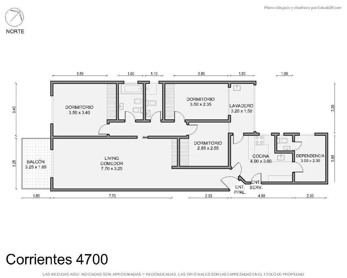 5 ambientes en Villa Crespo — Frente a calle interna - 4to piso - a 4 cuadras de Parque Centenario