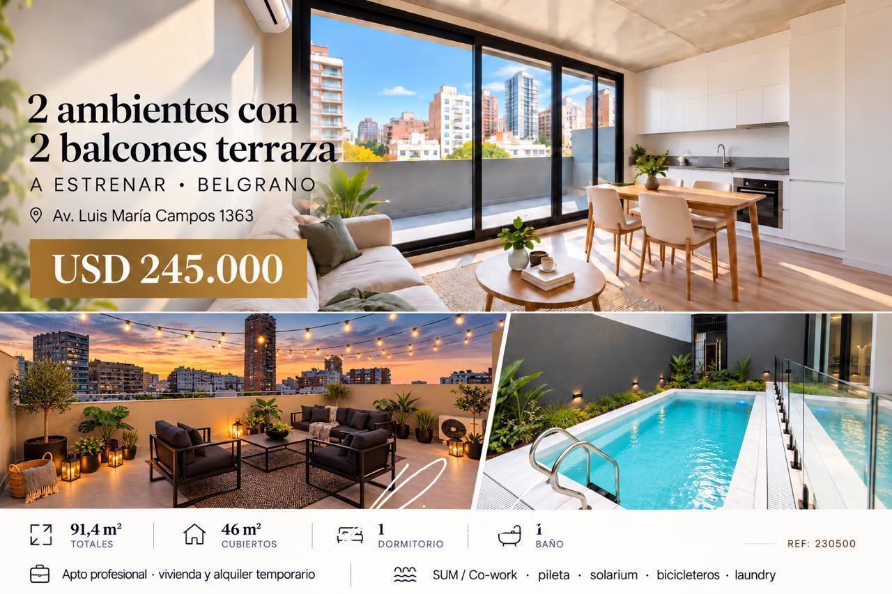 Foto de Feel Belgrano - A estrenar - 2 ambientes con dos terrazas y vistas, imagen 1