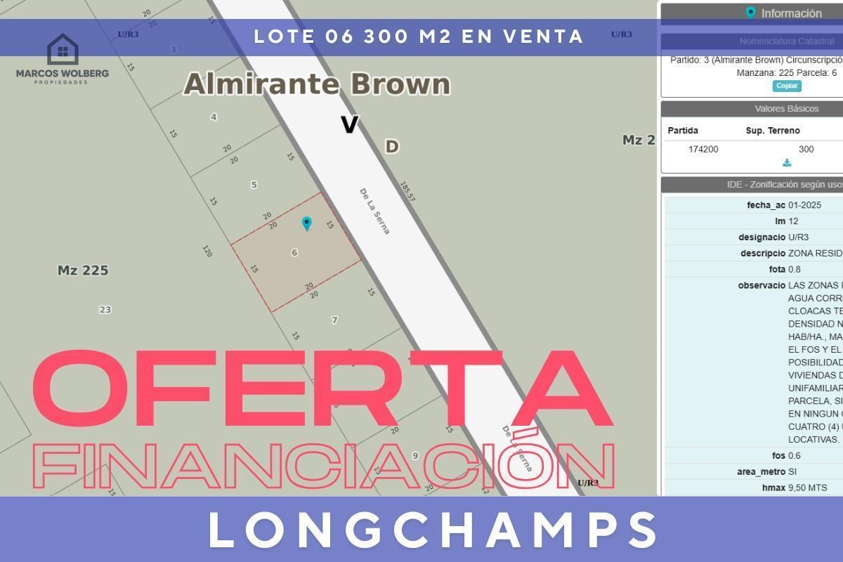 Foto de Terrenos en venta sobre la calle Gob. de la Serna al 1000 Longchamps, imagen 1