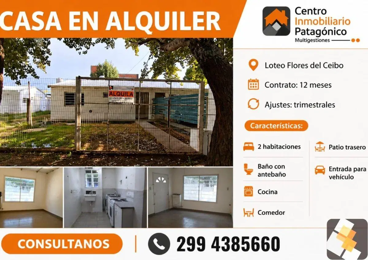 Casa en alquiler c/ cochera en Plottier 3