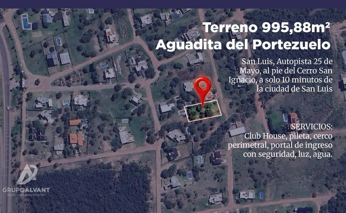 VENTA. Terreno 995,88m2. Aguadita del Portezuelo 2