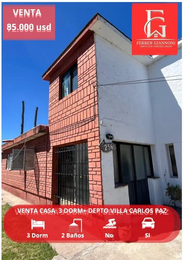 VENTA CASA 3 DORMITORIOS MAS DEPARTAMENTO VILLA CARLOS PAZ 1