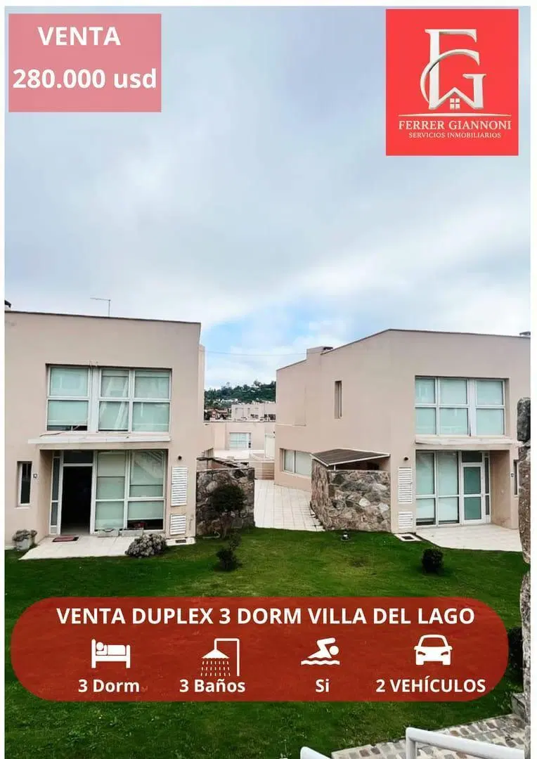 VENTA DUPLEX VILLA DEL LAGO 3 DORM 3 BAÑOS CON BAJADA AL LAGO 1