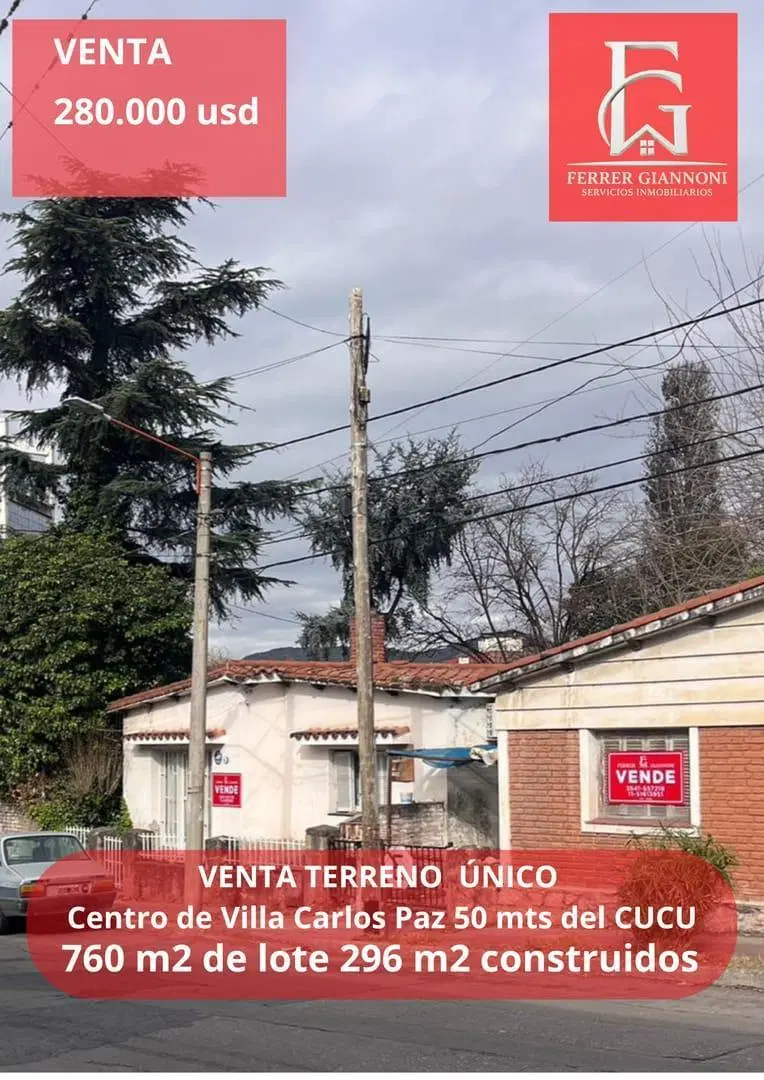 VENTA TERRENO CENTRO DE CARLOS PAZ 760 M2 UNICO 5