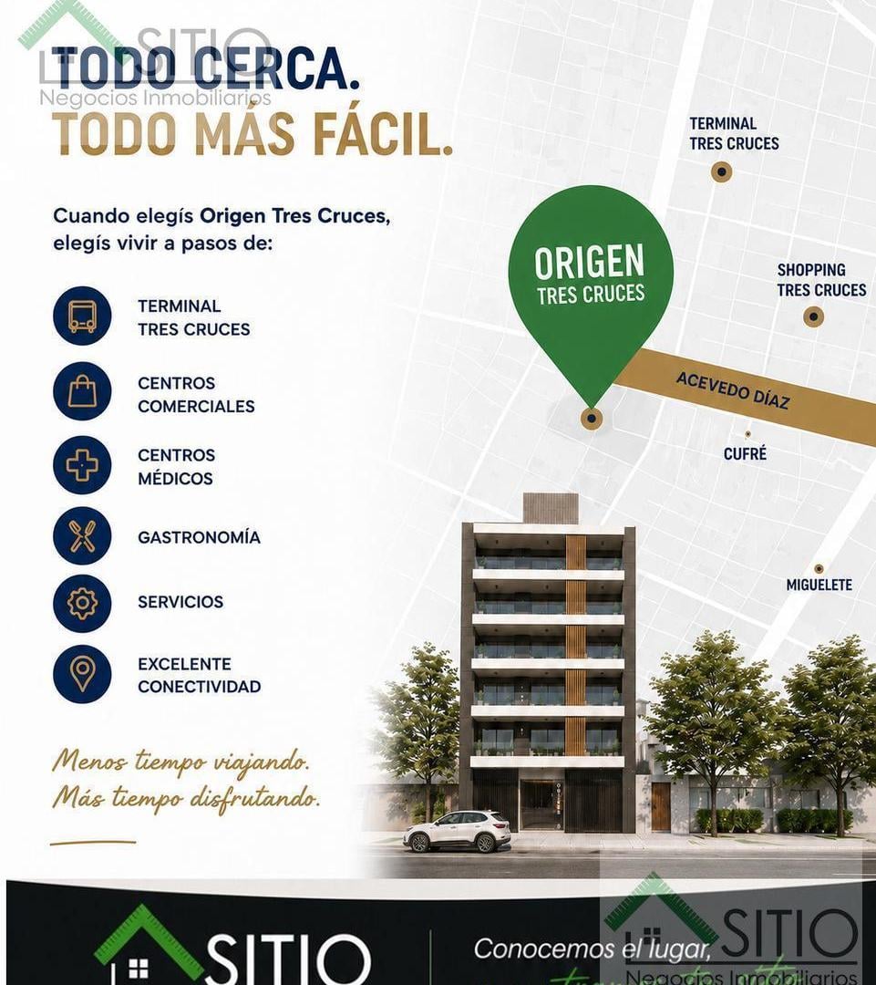 Foto de Venta de apartamento de 1 dormitorio a pasos de Tres Cruces, imagen 2