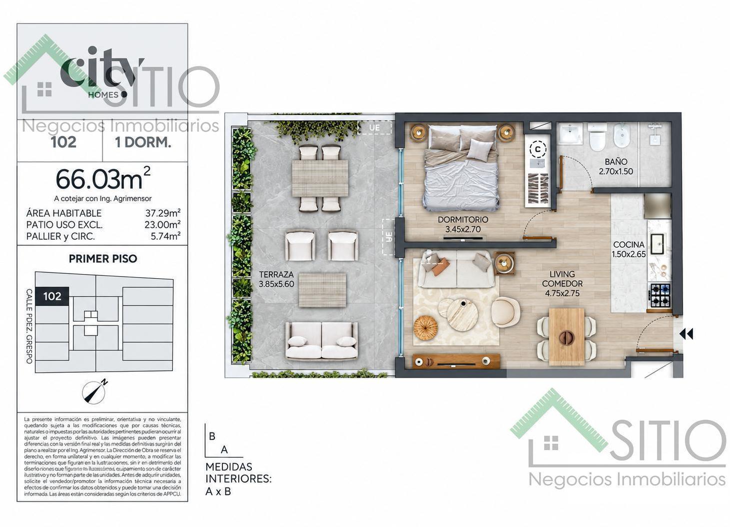 Foto de Venta de apartamento de 1 dormitorio en Cordon, imagen 1