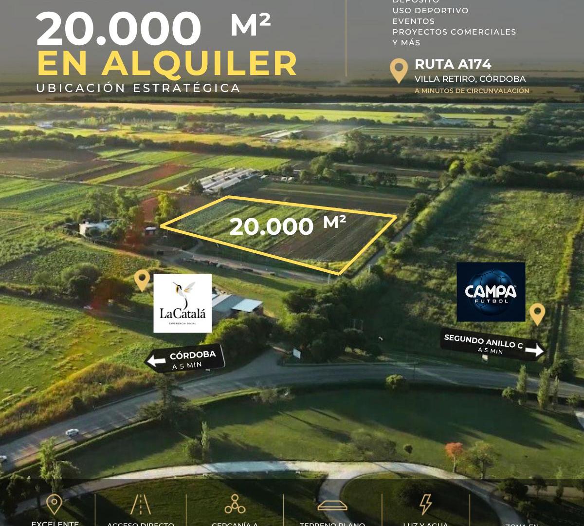PREDIO DE 20.000 m² EN ALQUILER – RUTA A174 – km 8