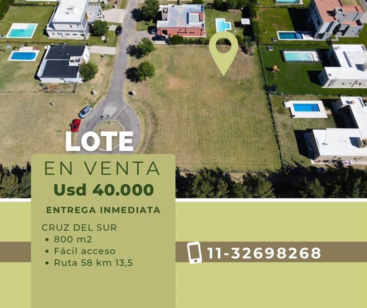LOTE EN VENTA EN CRUZ DEL SUR