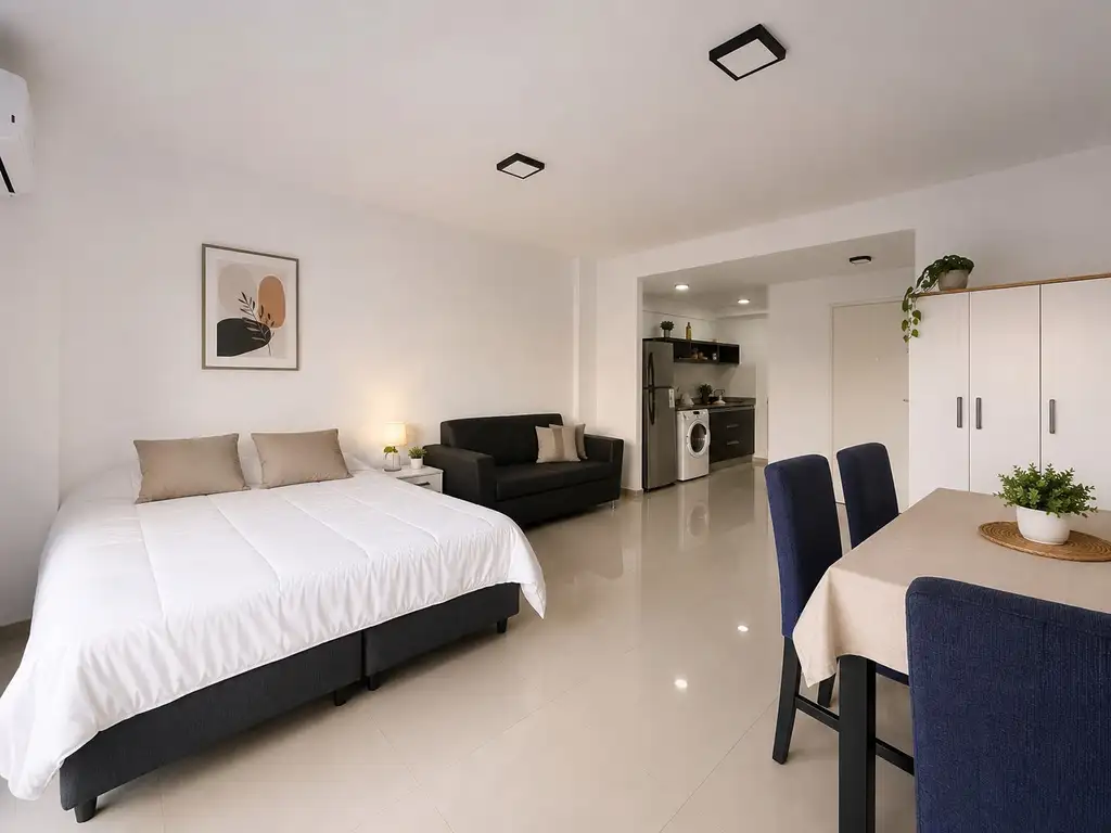 Foto de Monoambiente Amoblado Moderno y Luminoso con Balcón y lavarropas, imagen 4