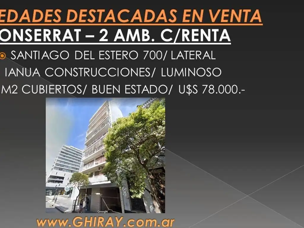 Foto de 2 Amb. Monserrat. Santiago del Estero 700. 40 m² IANUA, imagen 1
