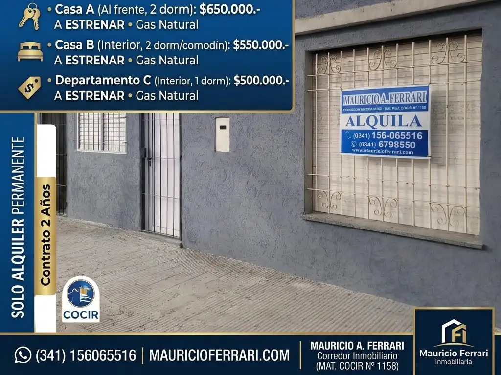 Foto de ALQUILER en perez. Casa-Departamento 1 y 2 dormitorios a estrenar. Alem, imagen 2