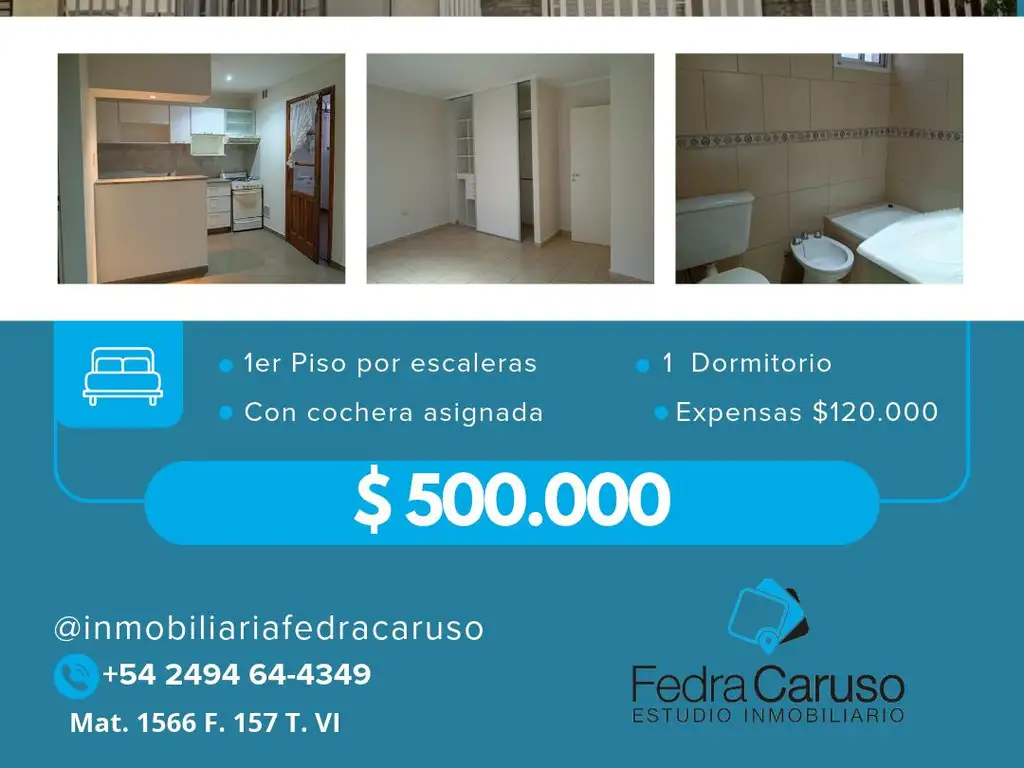 Foto de Departamento en alquiler de 1 dormitorio con cochera – Uriburu 200, imagen 1